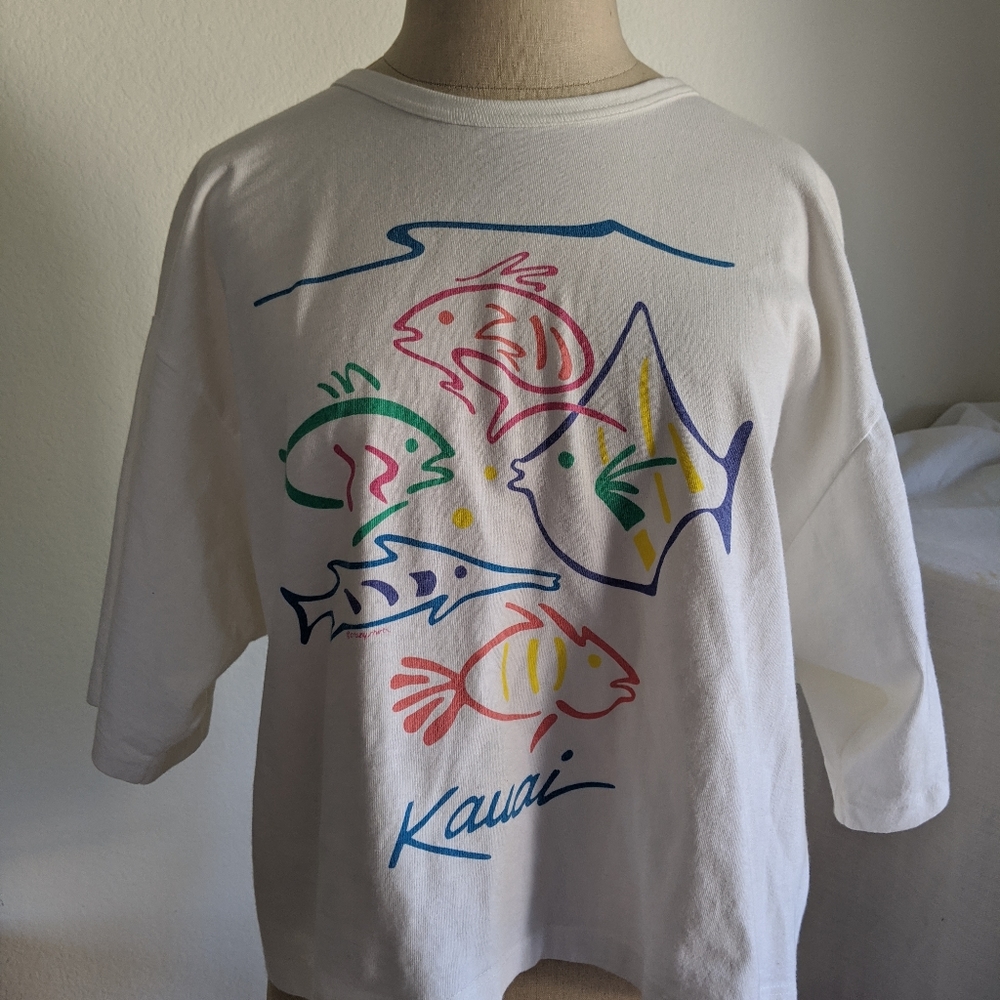 Vintage 90s cropped single stitch kawaii t shirt